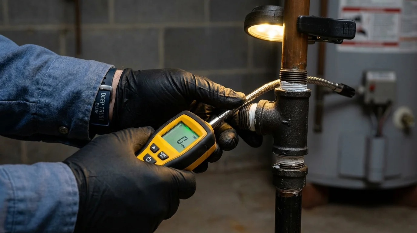 Gas leak detection with electronic sniffer by Johns Plumbing LLC in Pine Mountain