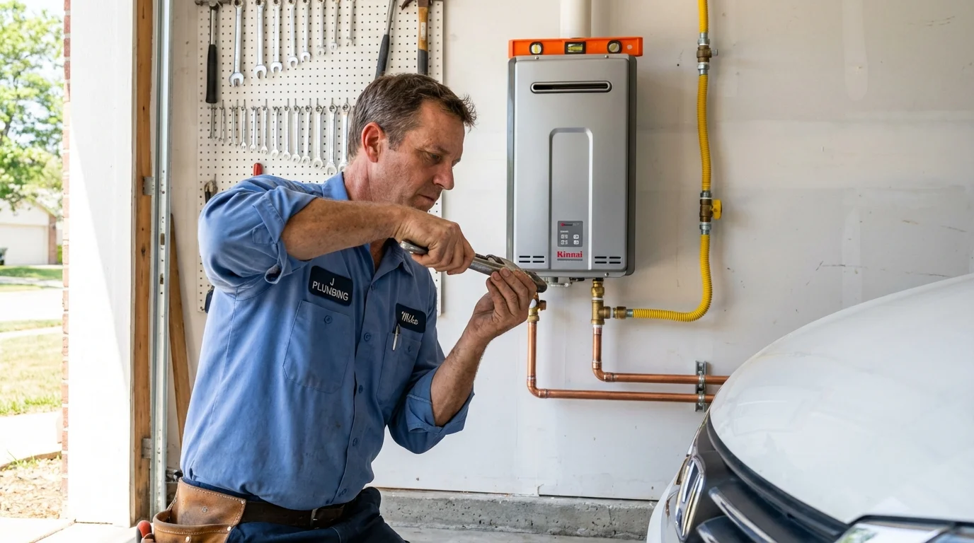 Tankless water heater installation by a Johns Plumbing LLC plumber in Pine Mountain